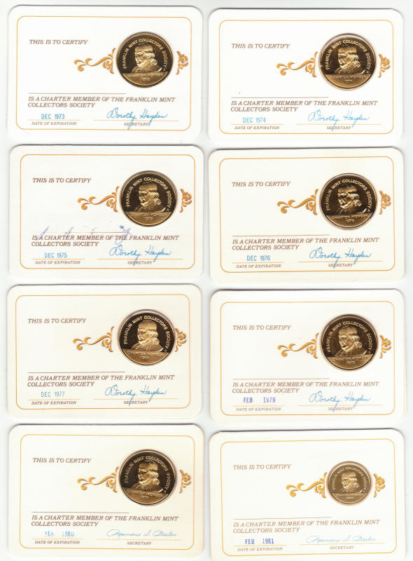 Franklin Mint Collectors Society Membership Coins 1973 1980