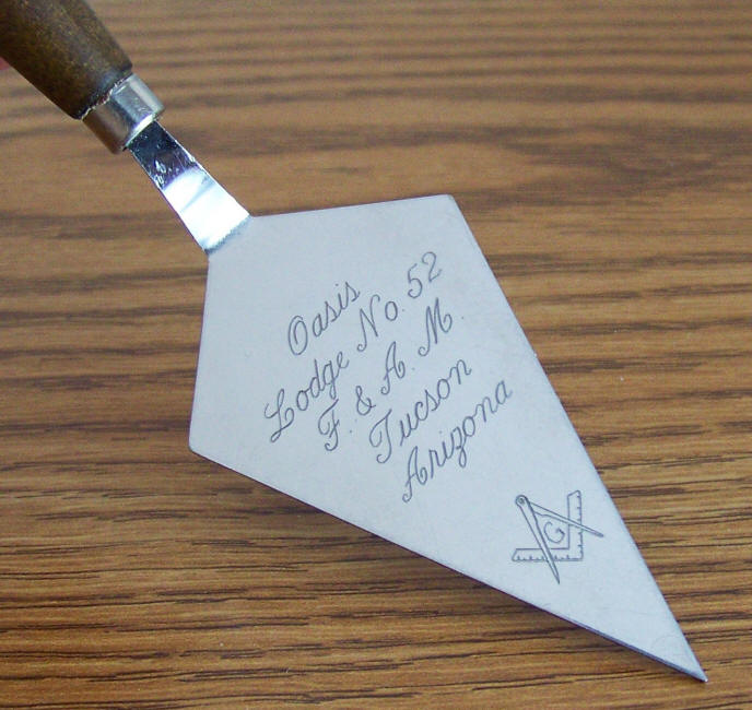 Freemason Oasis Lodge 52 Trowel top