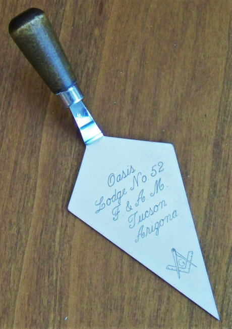 Freemason Oasis Lodge 52 Trowel top