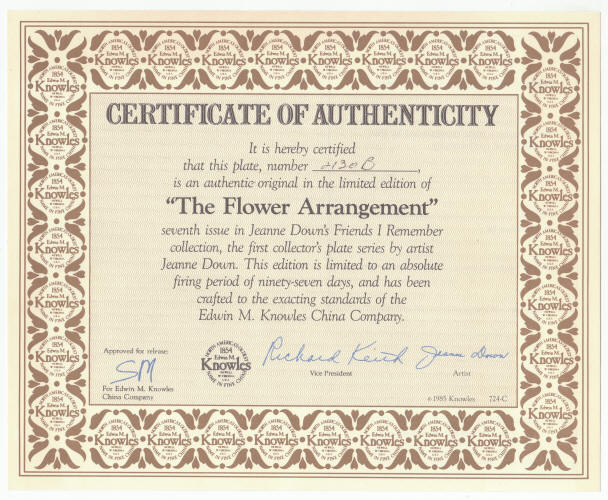 Friends I Remember Plate 7 COA