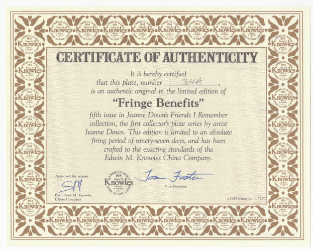 Friends I Remember Plate 5 COA