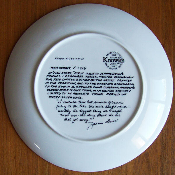 Friends I Remember Plate 1 back