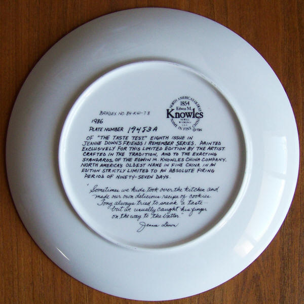 Friends I Remember Plate 8 back