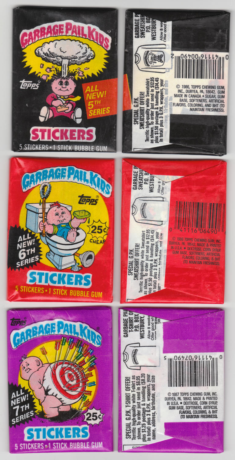1986-87 Topps Garbage Pail Kids Stickers Series 5 6 7 Wax Packs