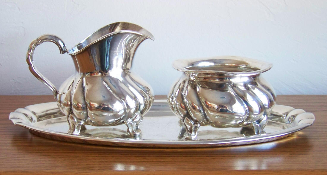 Gayer and Krauss German Silver 3-Piece Sugar Bowl and Creamer Set