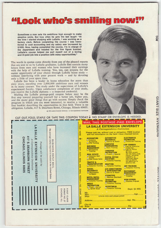 Giant Size Avengers #1 back cover