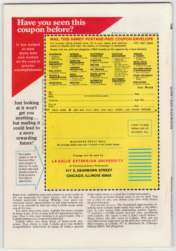 Giant Size Avengers 2 back cover