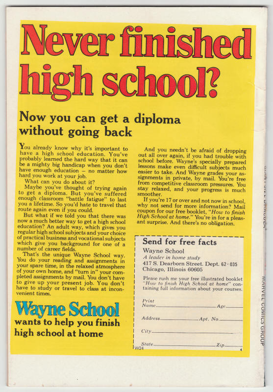 Giant Size Dracula #4 back cover