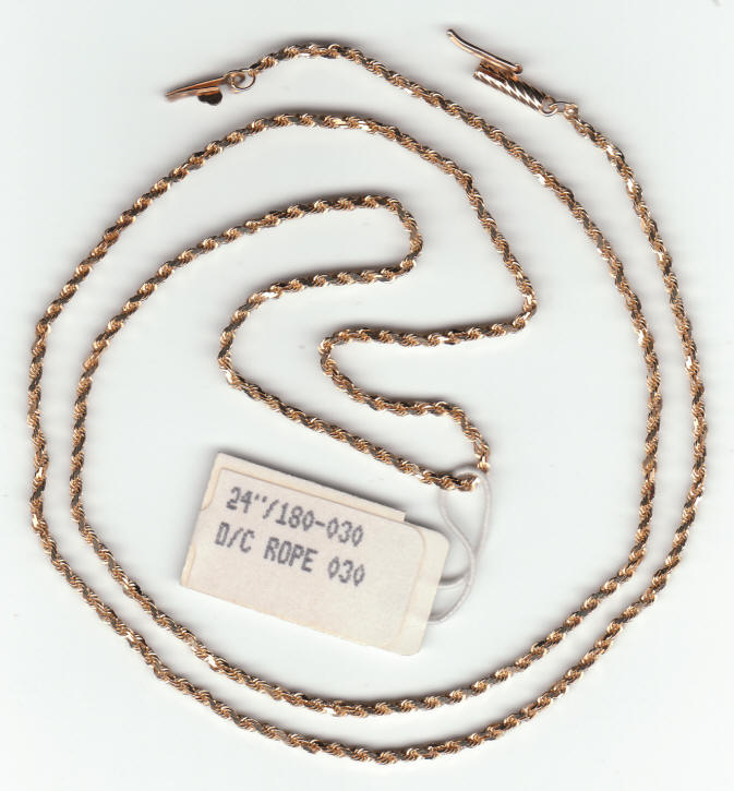 14K Gold OroAmerica Diamond Cut Rope Chain