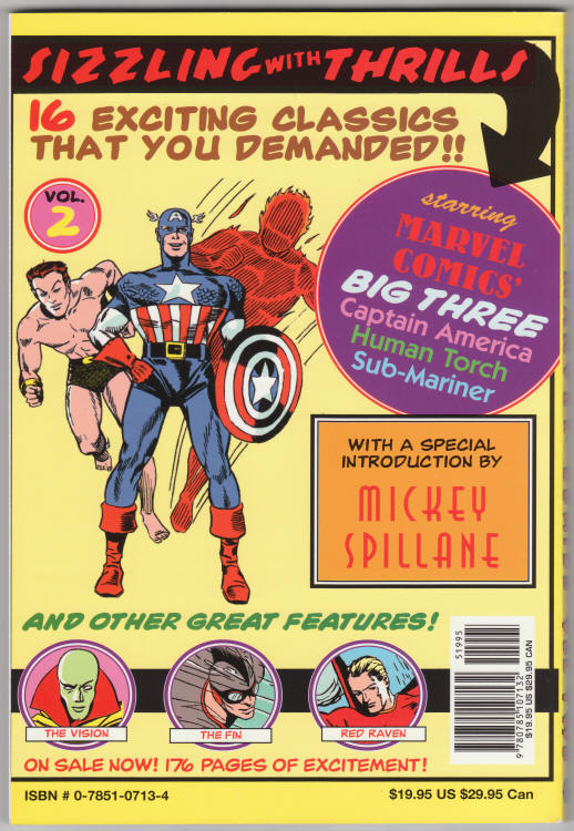 The Golden Age Of Marvel Comics Volume 2 back cover