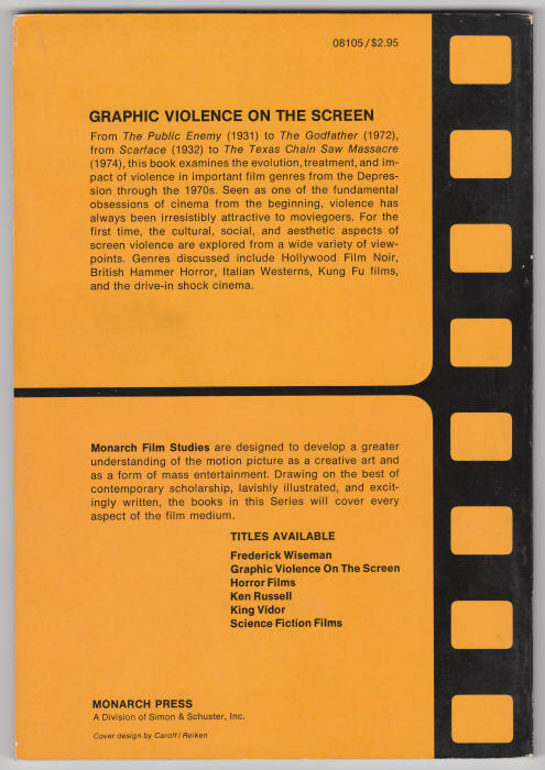 Graphic Violence On The Screen back cover