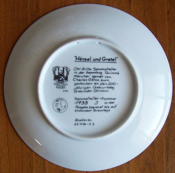 Grimms Fairy Tales Plate 3 back