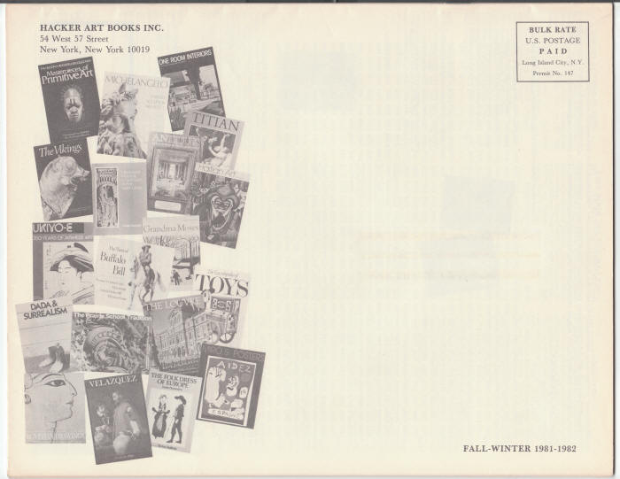 Hacker Art Books Catalog Fall Winter 1981 1982 front