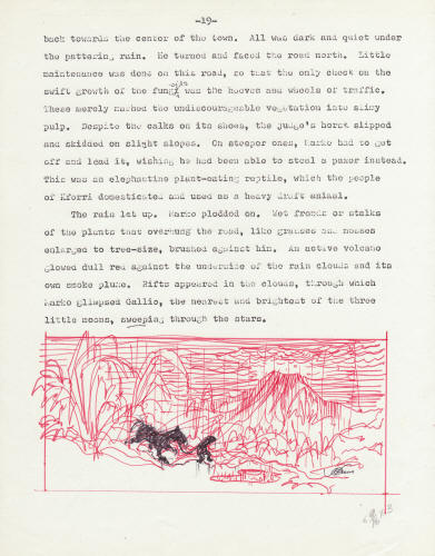 Kelly Freas artwork Heretic In A Balloon manuscript page 19