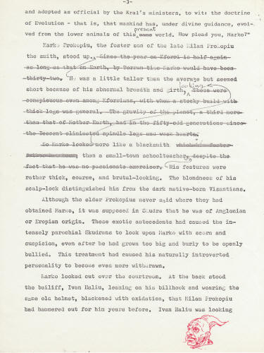 Kelly Freas artwork Heretic In A Balloon manuscript page 3