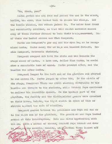 Kelly Freas artwork Heretic In A Balloon manuscript page 34