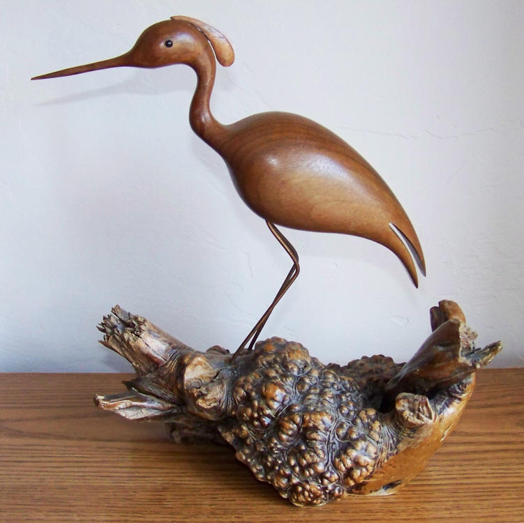 Bruce Stamp Carved Heron side