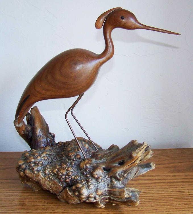 Bruce Stamp Carved Heron side