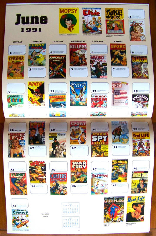 Histerical View Of 1991 Rare Comic Books Calendar