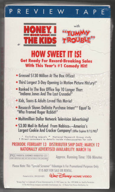 Honey I Shrunk The Kids VHS box