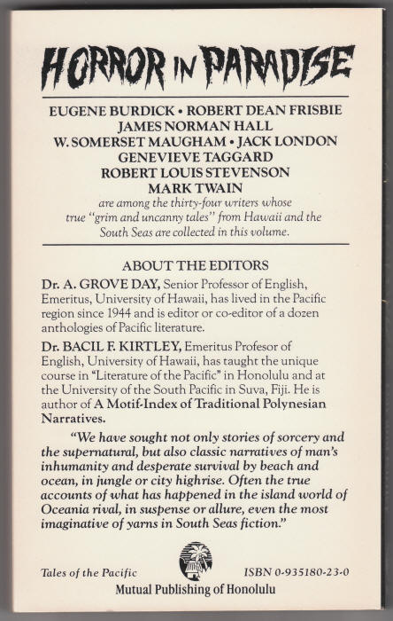 Horror In Paradise back cover