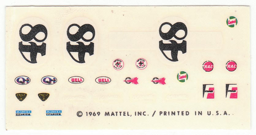 Mattel Hot Wheels Indy Eagle Decals 1969