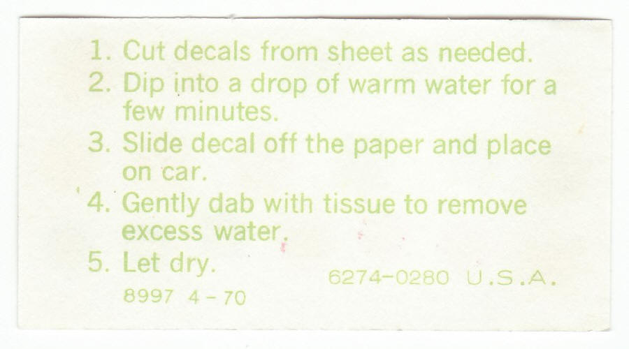 Mattel Hot Wheels Sand Crab 1970 decals