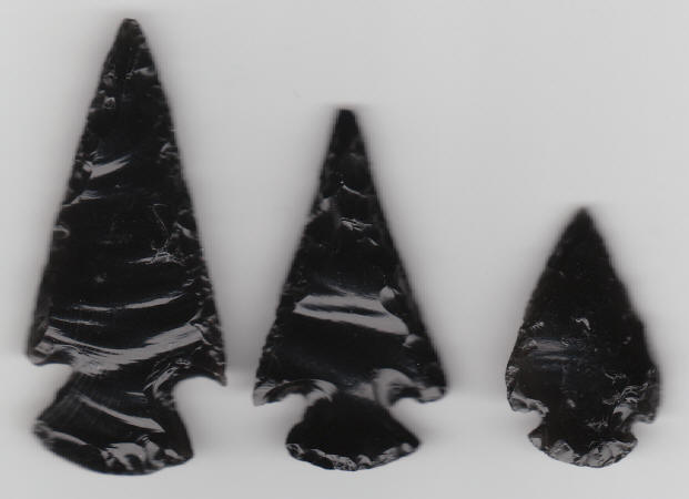 Native American Indian Black Obsidian Arrowheads