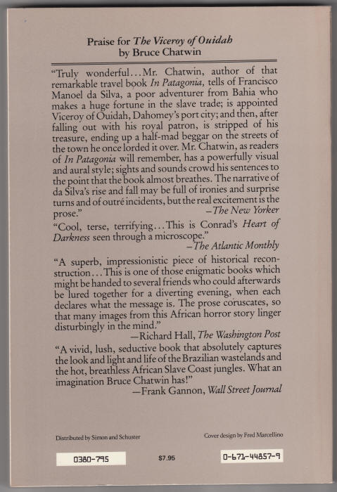 In Patagonia Bruce Chatwin back cover