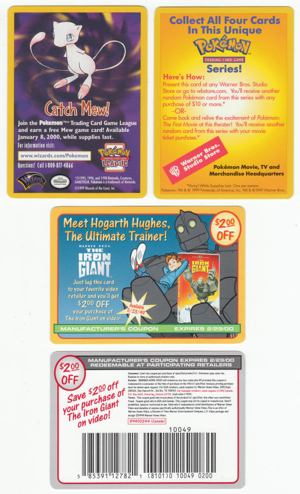Pokemon Bonus Cards Catch Mew Iron Giant Coupon
