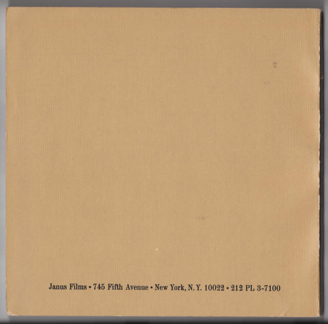 Janus Films The Classic Collection Catalogue 15 back cover