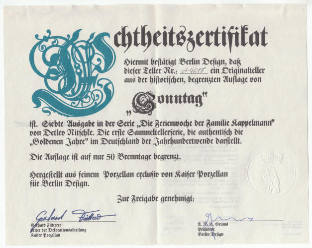 Holiday Week Of The Family Kappelmann Sunday COA