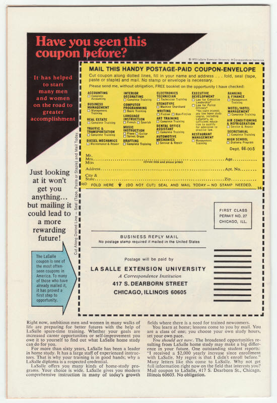 Ka-Zar #10 1974 back cover