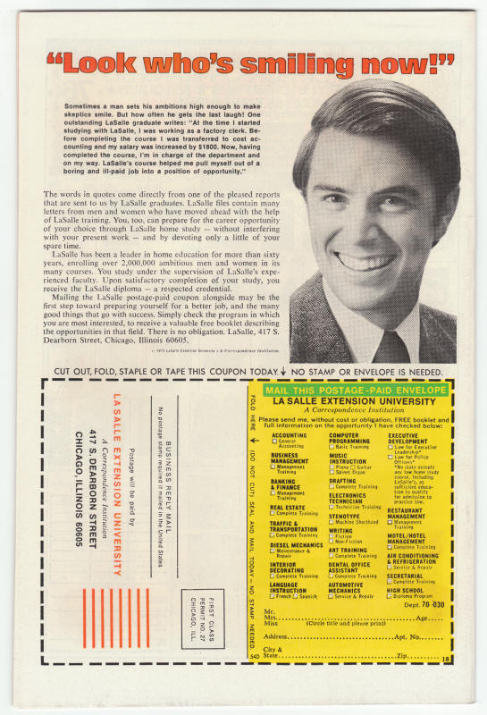 Ka-Zar #12 1974 back cover