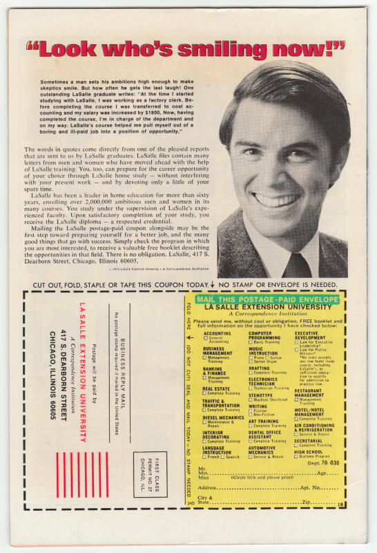 Ka-Zar #13 1974 back cover