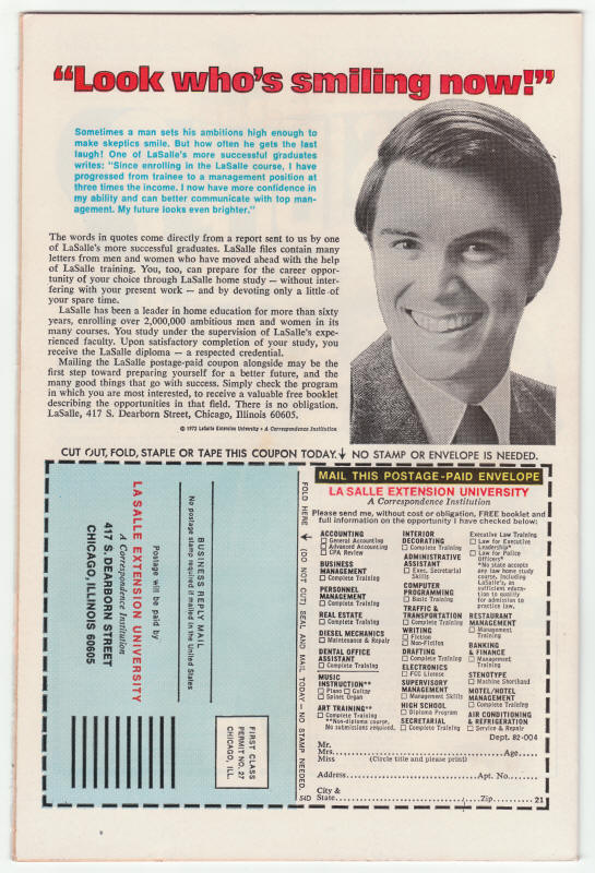 Ka-Zar #19 1974 back cover