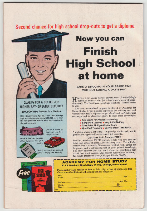 Ka-Zar #1 1970 back cover