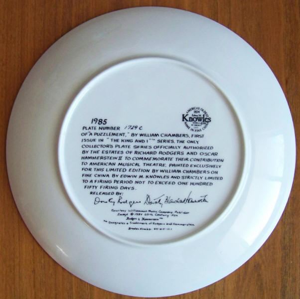 The King And I Plate 1 back