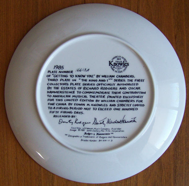 The King And I Plate 3 back