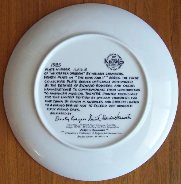 The King And I Plate 4 back