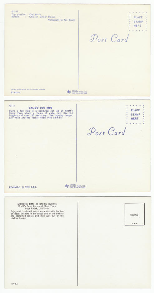 1960s Knotts Berry Farm Post Cards