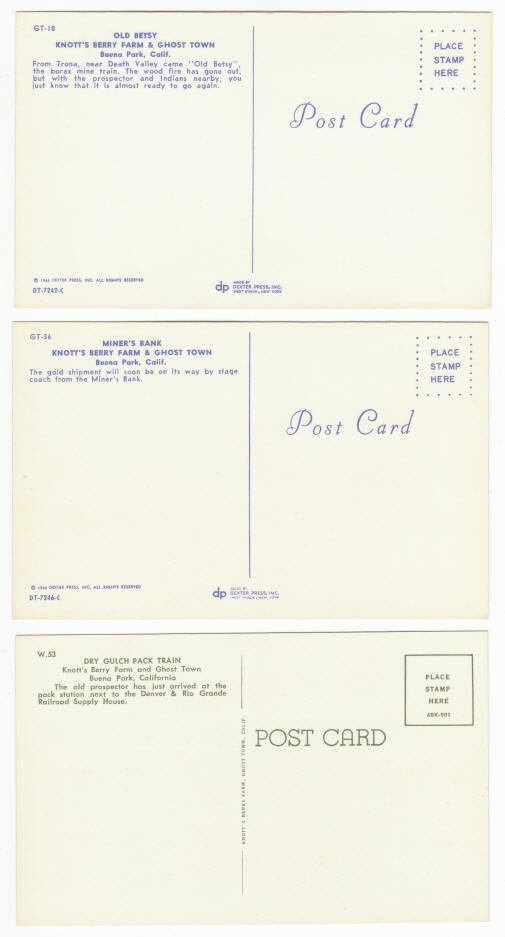 1960s Knotts Berry Farm Post Cards