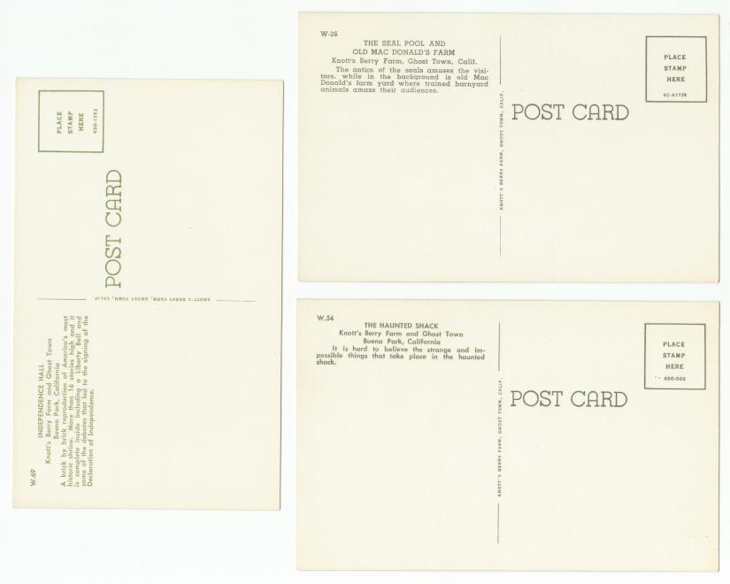 1960s Knotts Berry Farm Post Cards