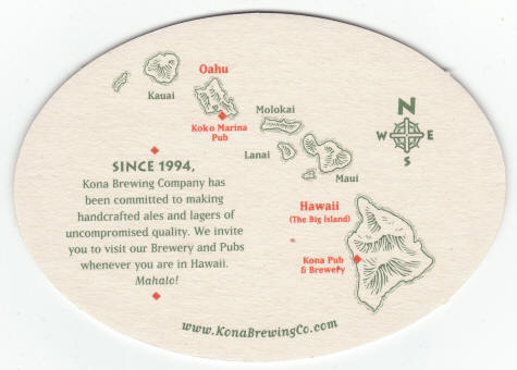 Kona Brewing Company Coaster back