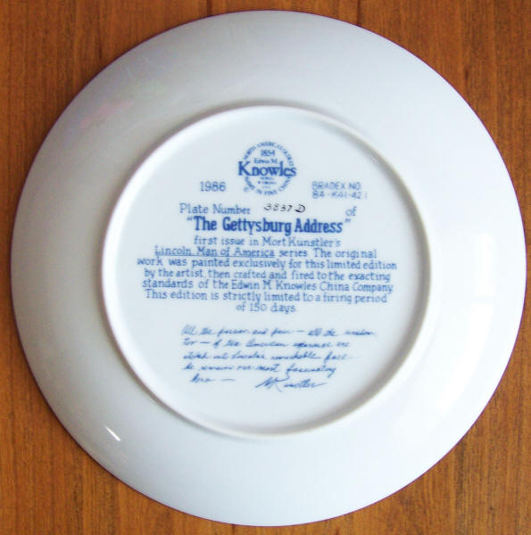 Lincoln Man of America Plate 1 back