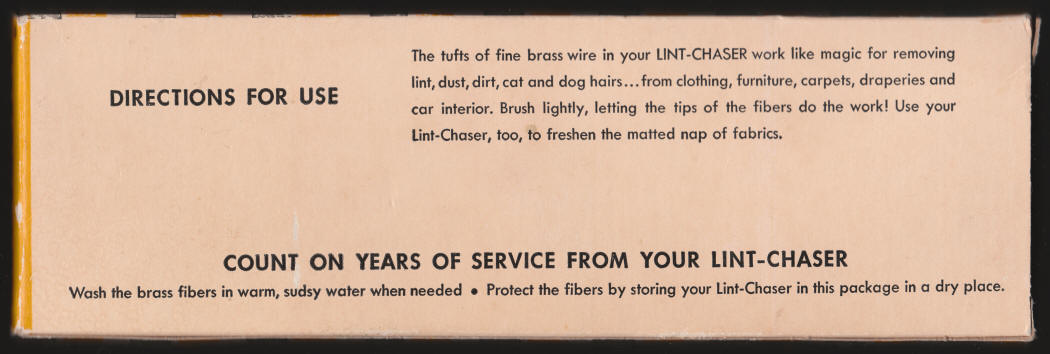 Lint Chaser Vintage Brush box back