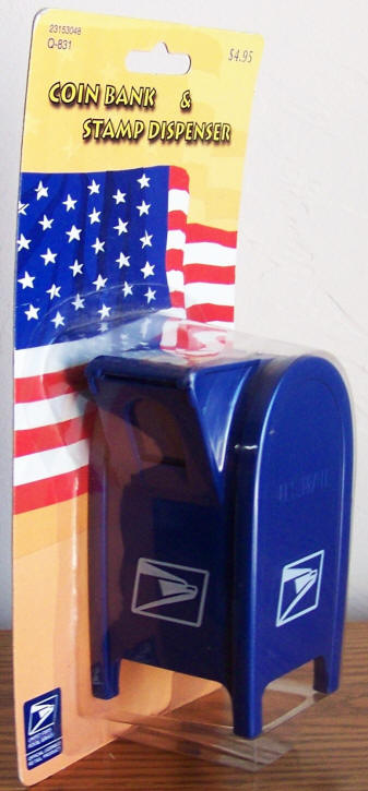 US Mailbox Coin Bank And Stamp Dispenser angled