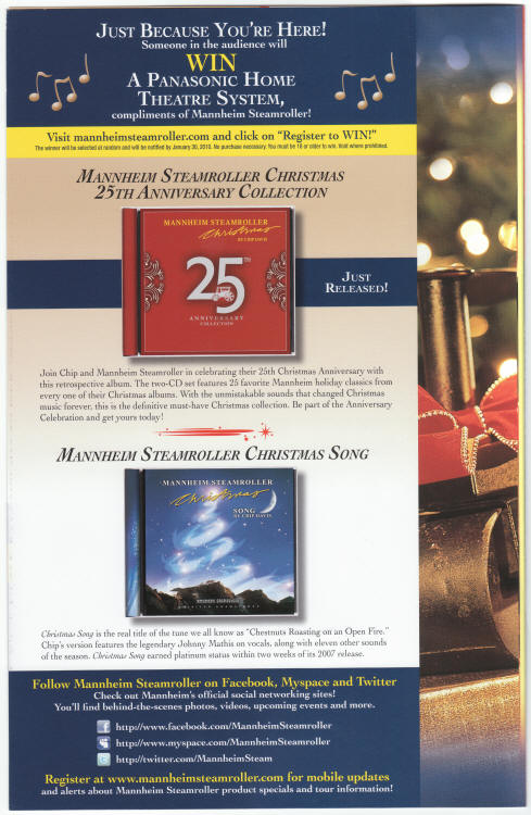 Mannheim Steamroller 2009 Christmas Program back cover