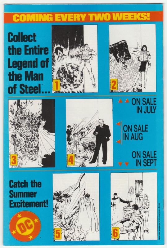 The Man Of Steel #1 collectors back cover