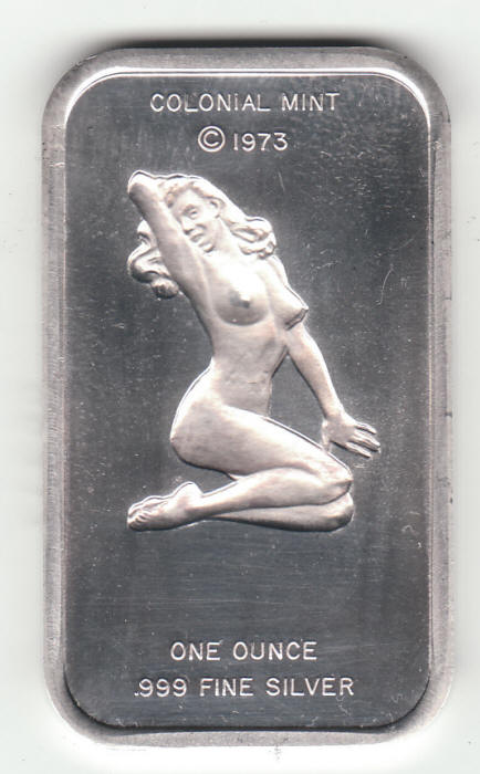 1973 Marilyn Monroe Pure Silver Ingot reverse